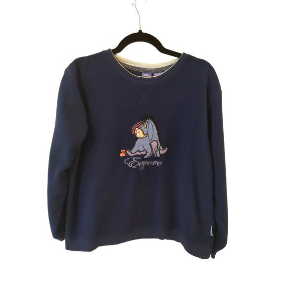 Disney Vintage Women's Large Eeyore Blue Fleece Sweatshirt - Picture 2 of 7